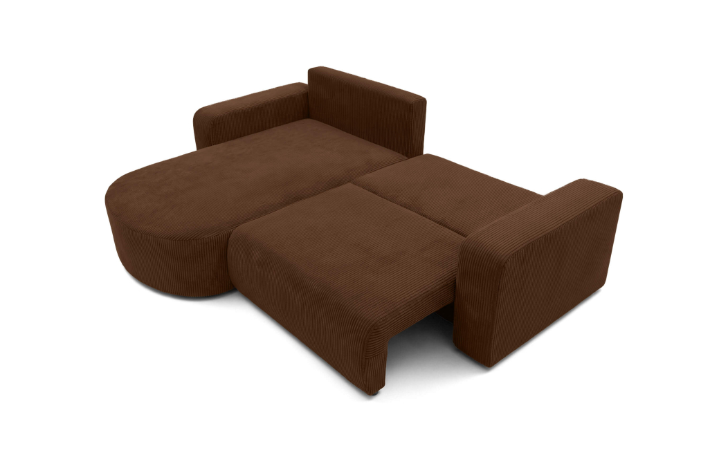 Canapé d'angle compact réversible et convertible 4 places KIARA en velours côtelé