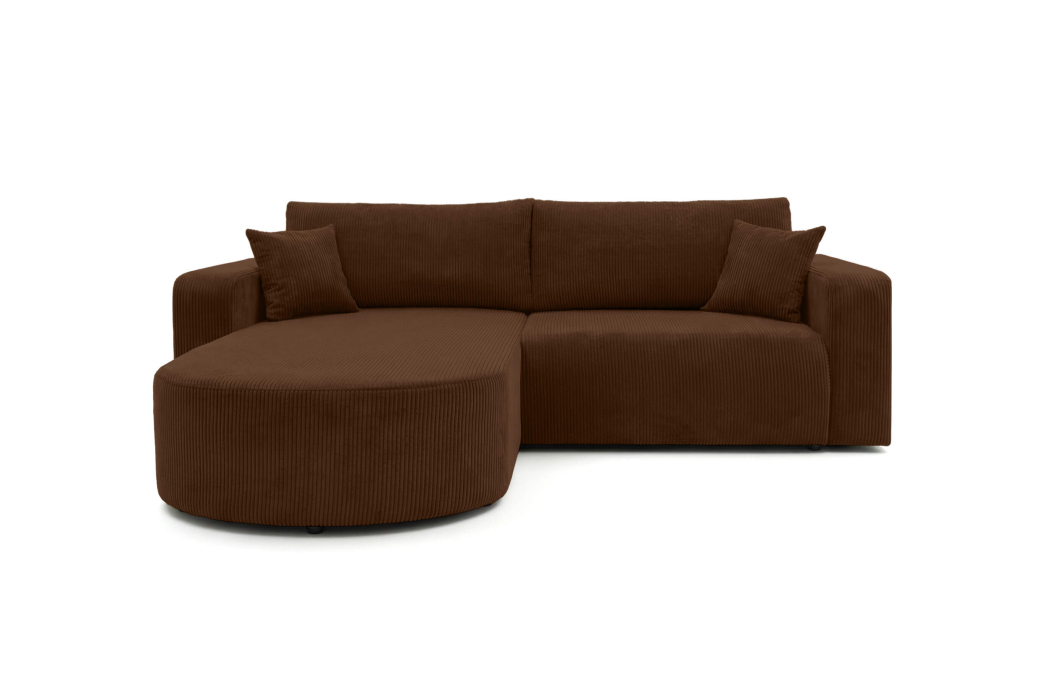 Canapé d'angle compact réversible et convertible 4 places KIARA en velours côtelé