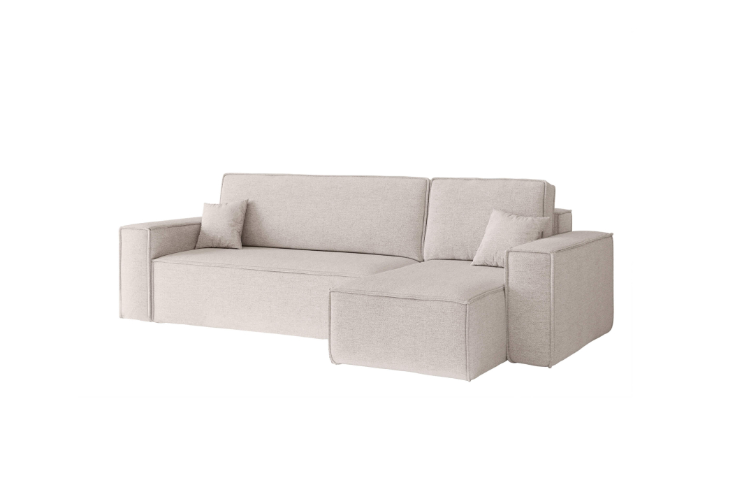 Canapé d'angle FARAH convertible réversible avec rangement en tissu