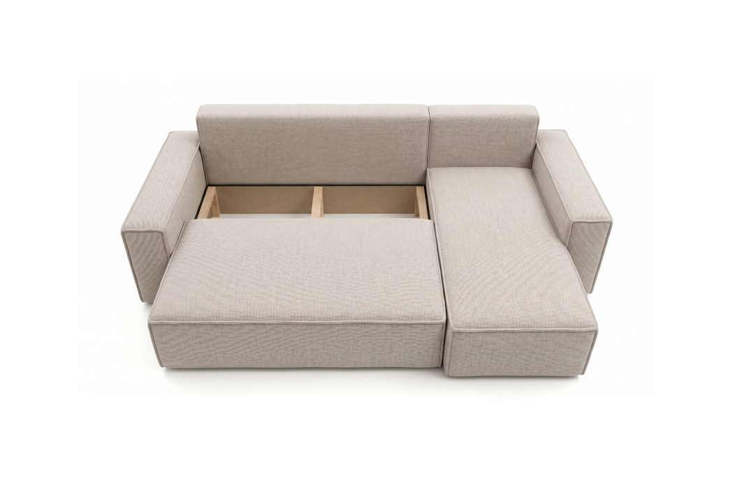 Canapé d'angle FARAH convertible réversible avec rangement en tissu