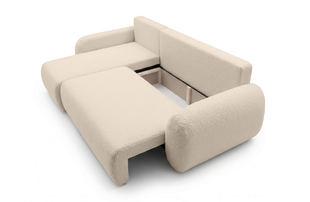 Canapé d'angle ALYA convertible réversible avec rangement en tissu bouclette