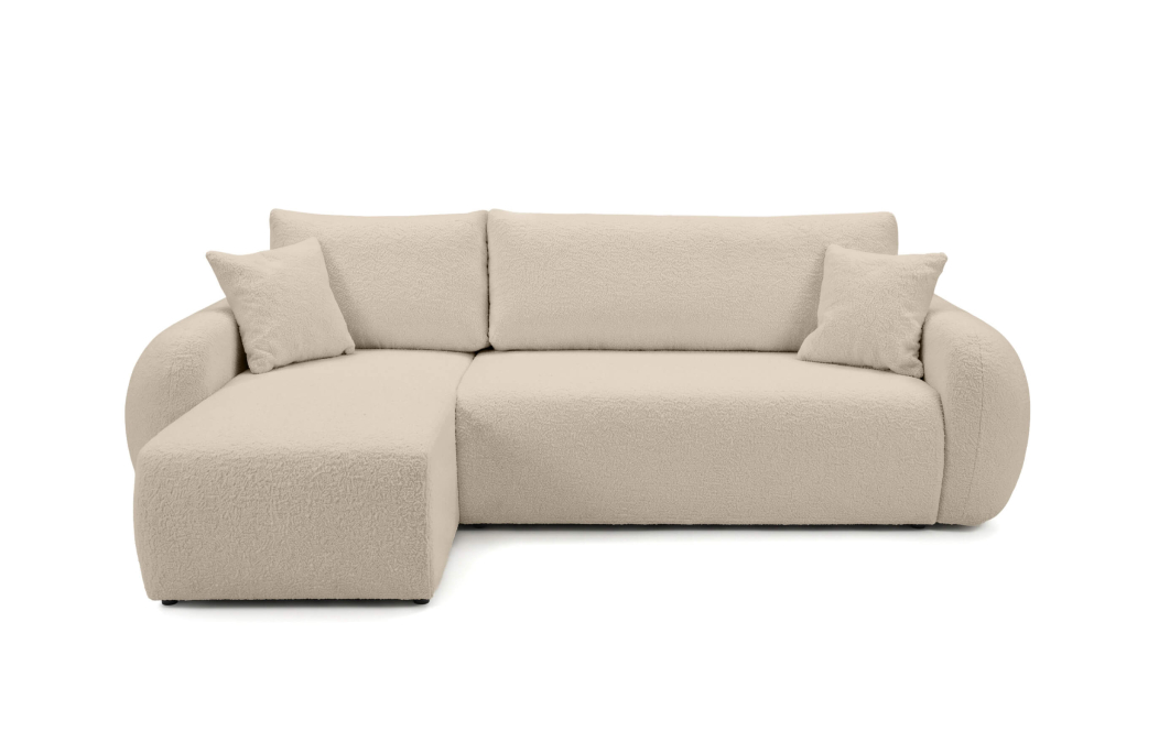 Canapé d'angle ALYA convertible réversible avec rangement en tissu bouclette