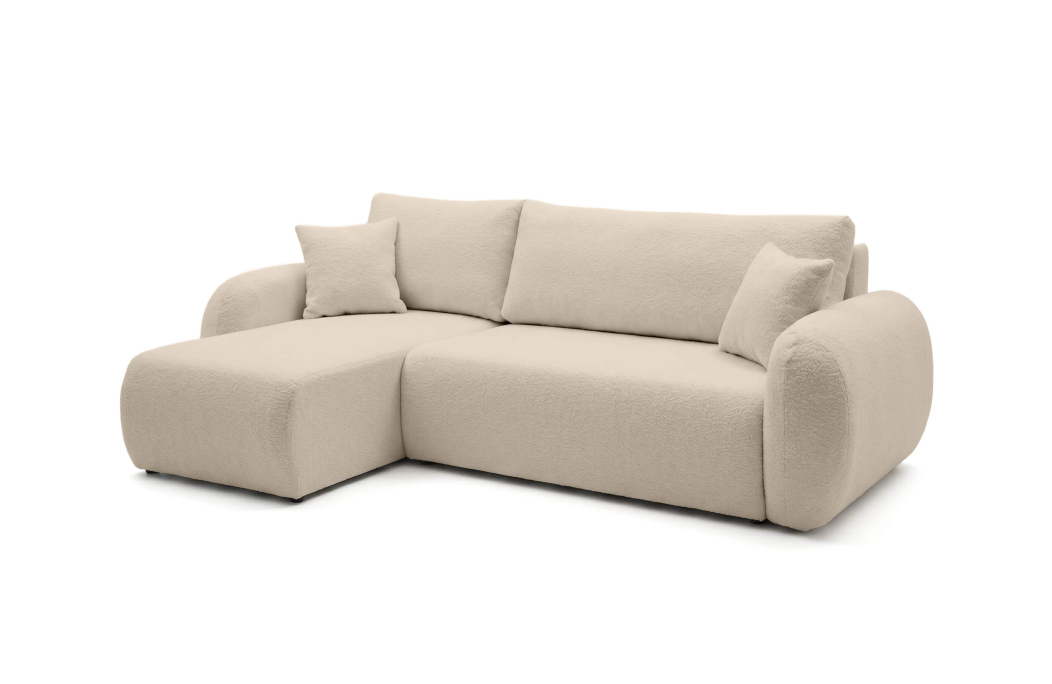 Canapé d'angle ALYA convertible réversible avec rangement en tissu bouclette