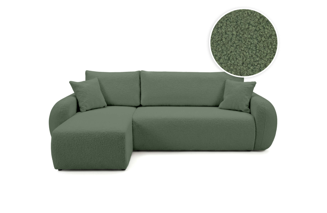 Canapé d'angle ALYA convertible réversible avec rangement en tissu bouclette