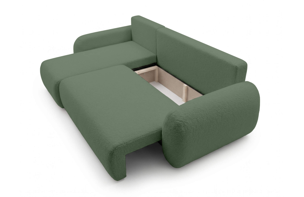 Canapé d'angle ALYA convertible réversible avec rangement en tissu bouclette