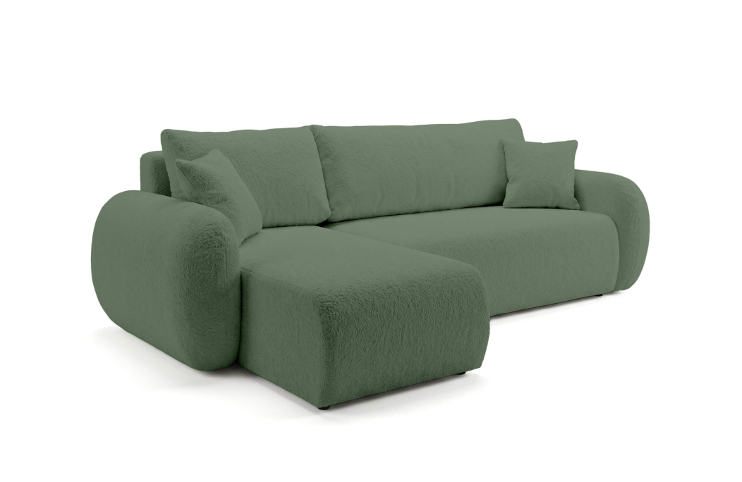 Canapé d'angle ALYA convertible réversible avec rangement en tissu bouclette