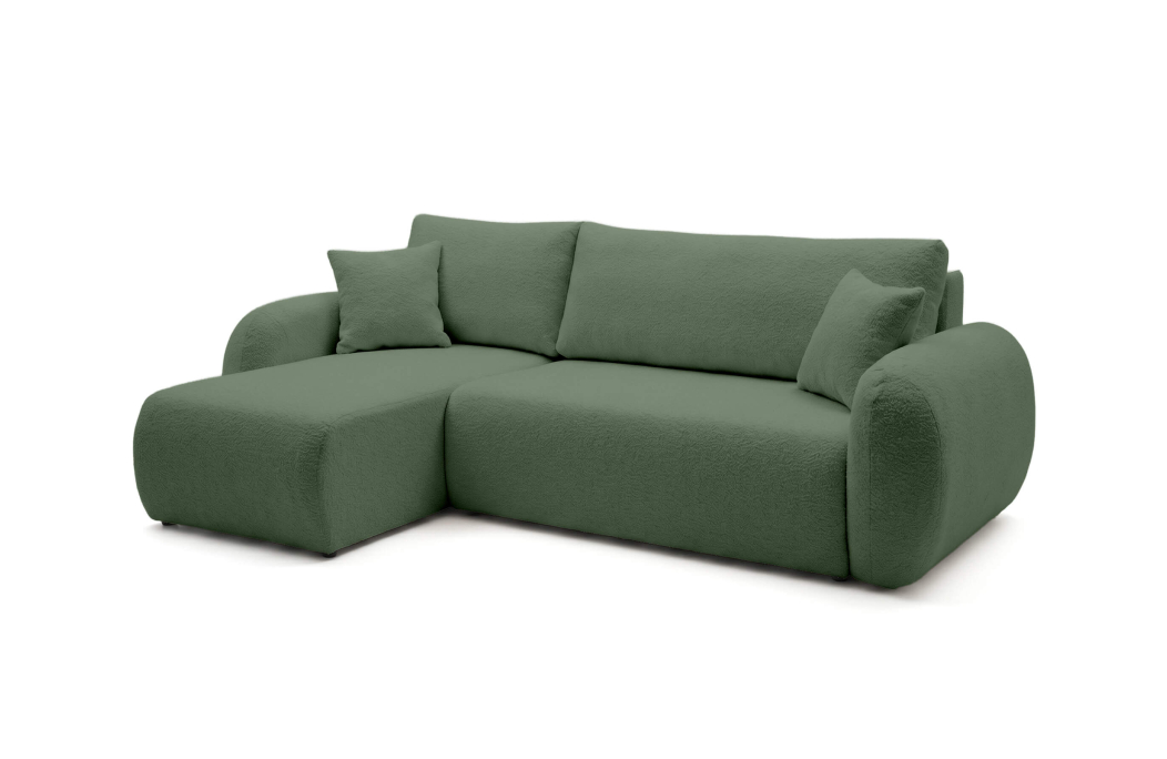 Canapé d'angle ALYA convertible réversible avec rangement en tissu bouclette