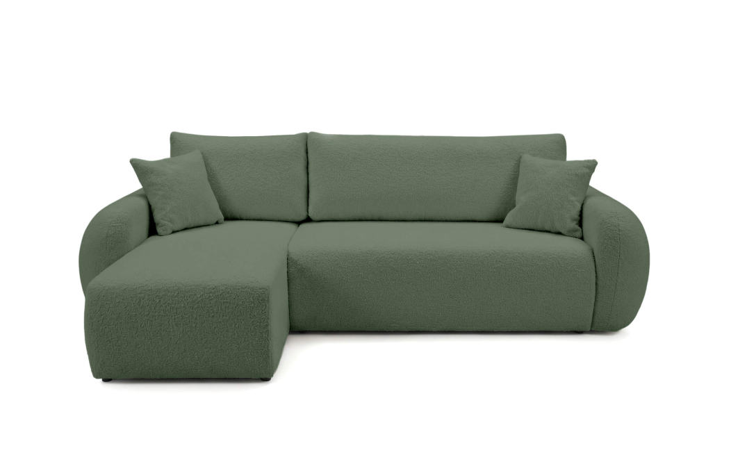 Canapé d'angle ALYA convertible réversible avec rangement en tissu bouclette