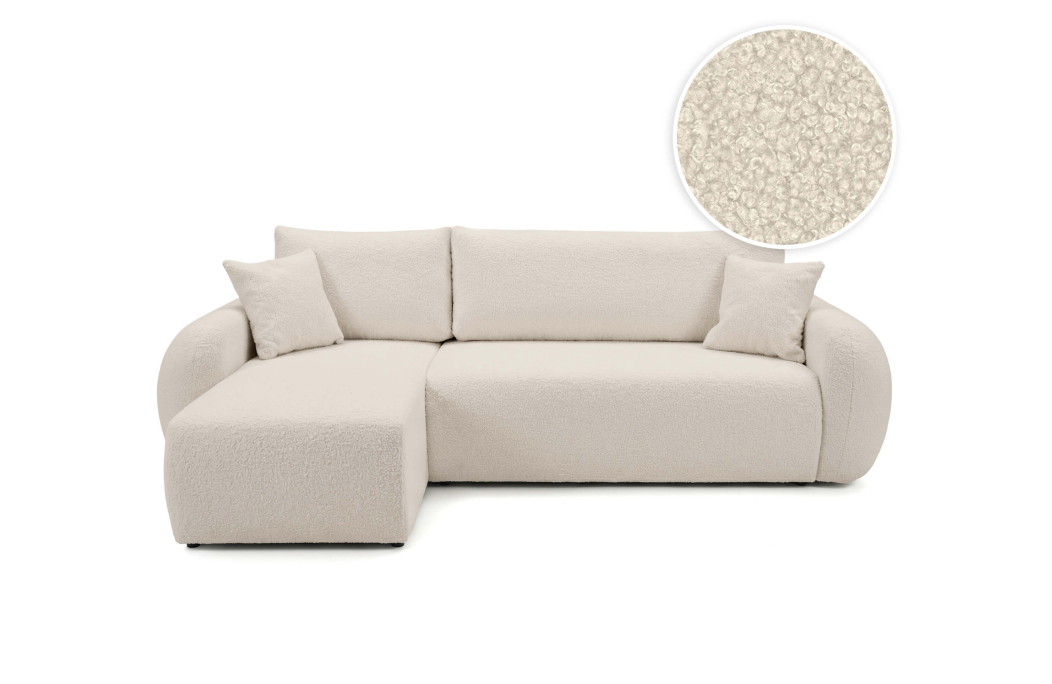 Canapé d'angle ALYA convertible réversible avec rangement en tissu bouclette