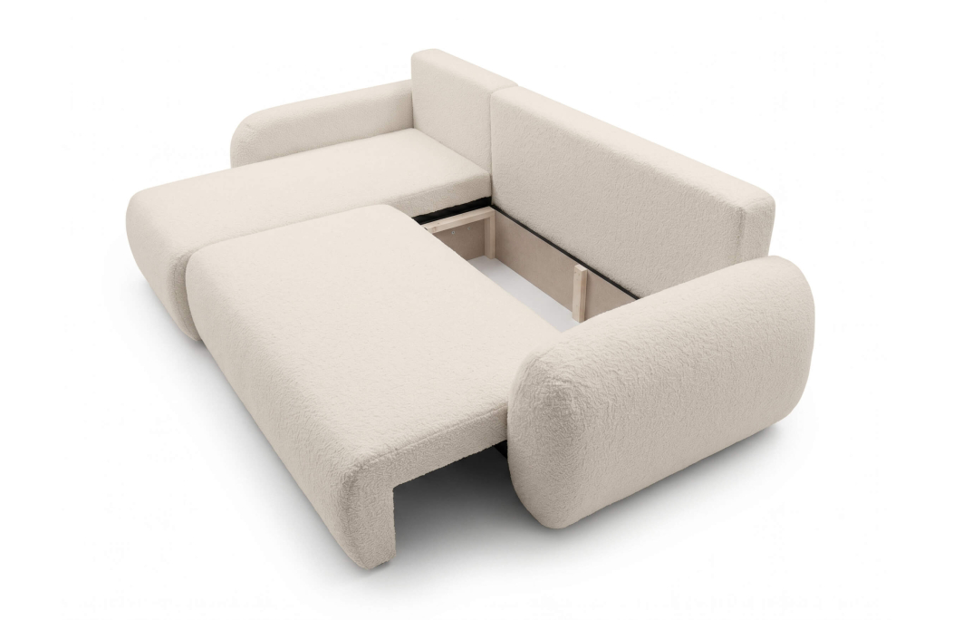 Canapé d'angle ALYA convertible réversible avec rangement en tissu bouclette