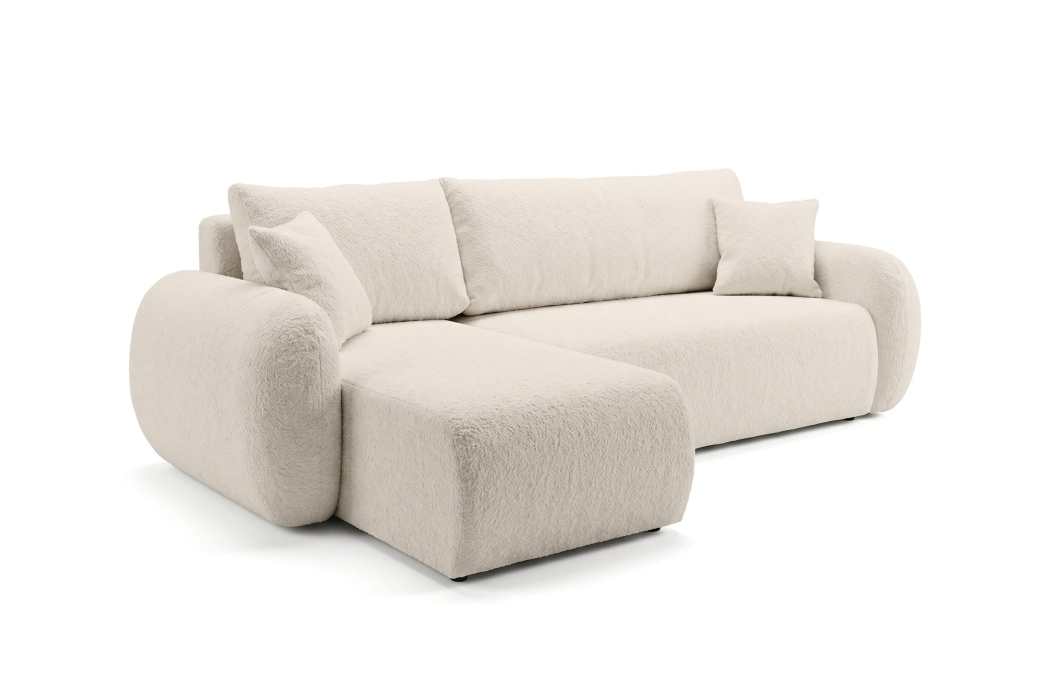 Canapé d'angle ALYA convertible réversible avec rangement en tissu bouclette