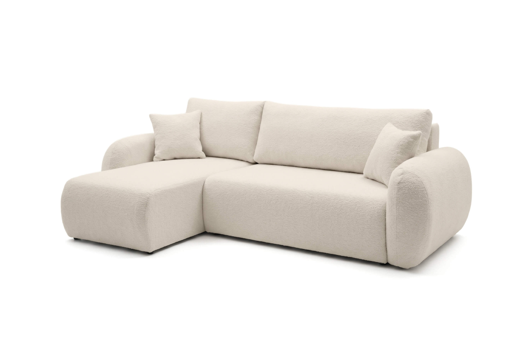 Canapé d'angle ALYA convertible réversible avec rangement en tissu bouclette