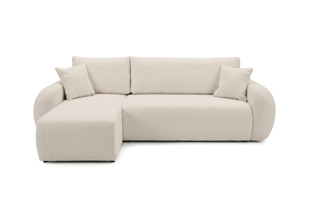Canapé d'angle ALYA convertible réversible avec rangement en tissu bouclette