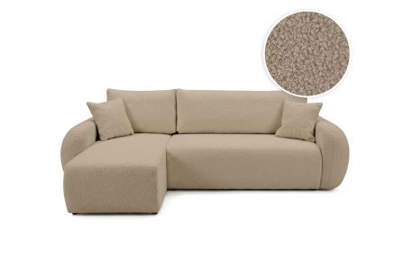 Canapé d'angle ALYA convertible réversible avec rangement en tissu bouclette