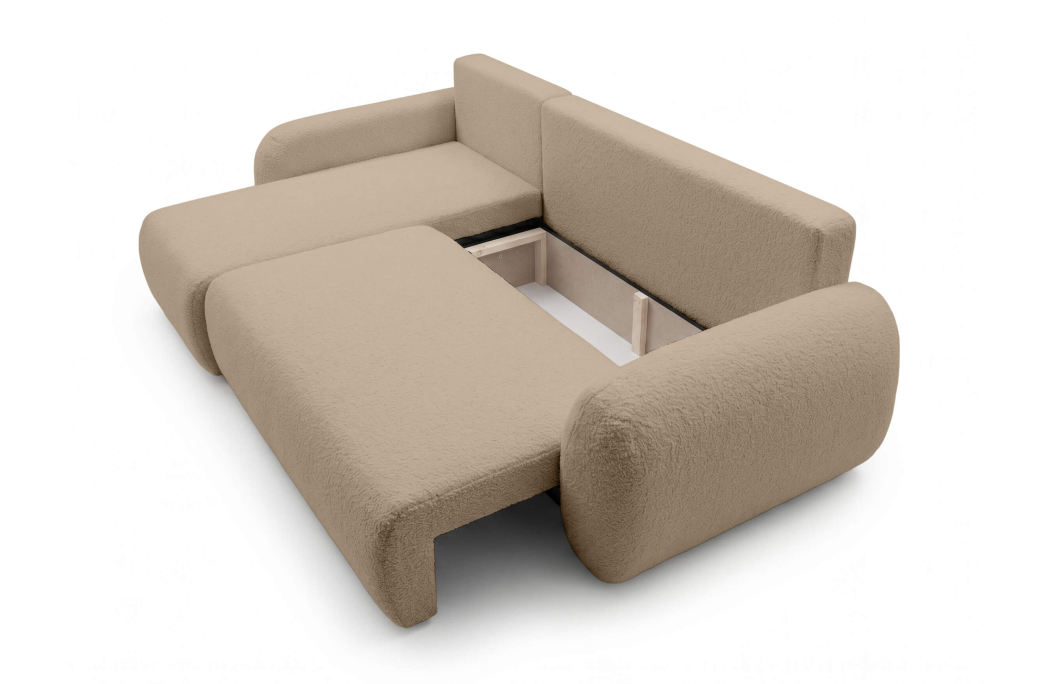 Canapé d'angle ALYA convertible réversible avec rangement en tissu bouclette