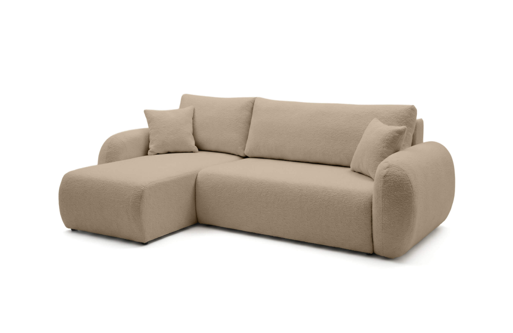 Canapé d'angle ALYA convertible réversible avec rangement en tissu bouclette