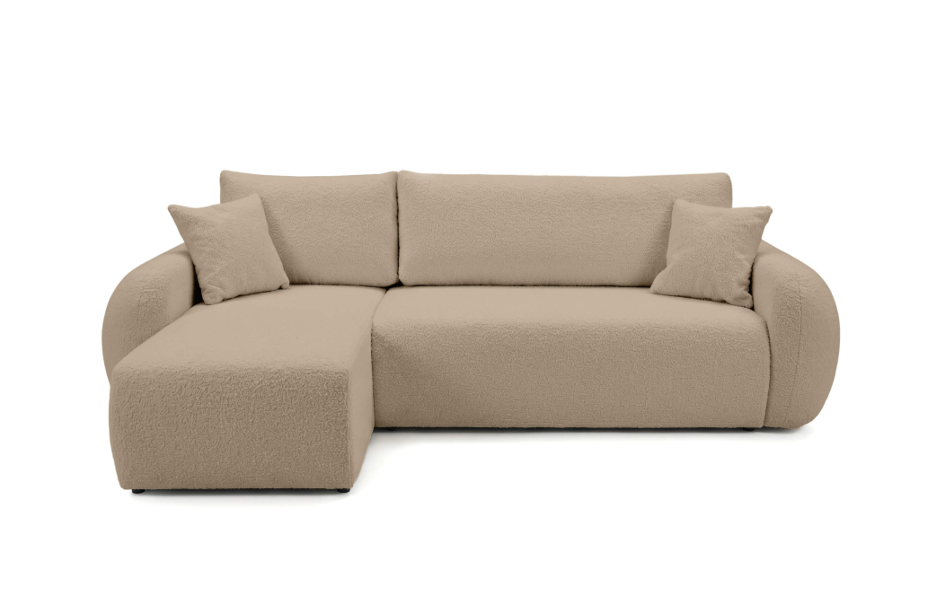 Canapé d'angle ALYA convertible réversible avec rangement en tissu bouclette