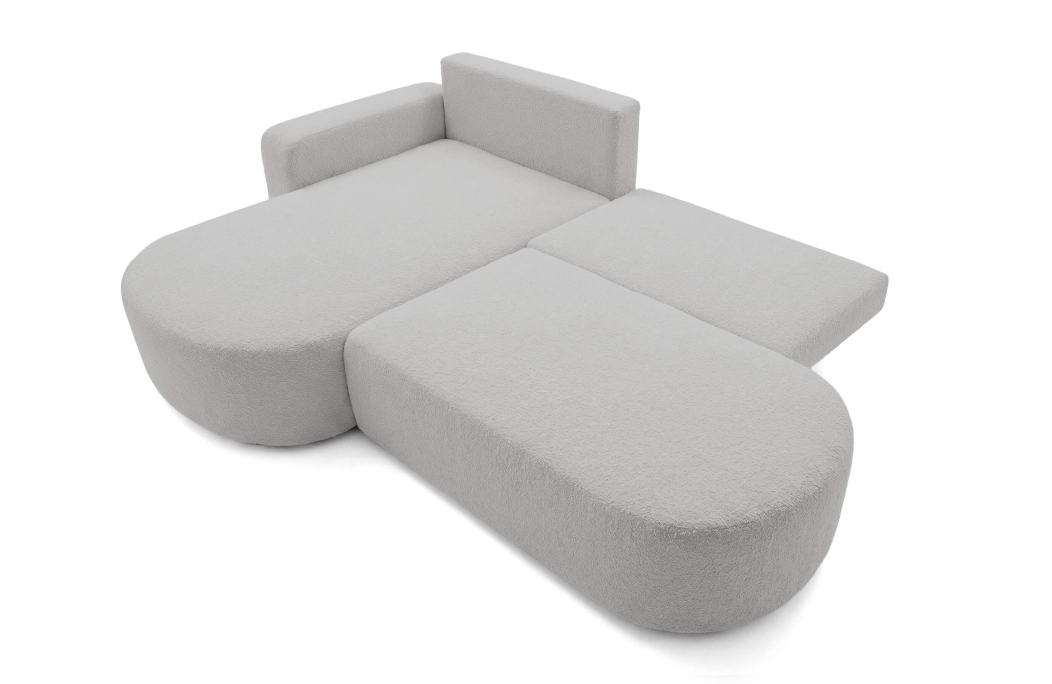 Canapé d'angle KIARA max réversible et convertible en tissu bouclette