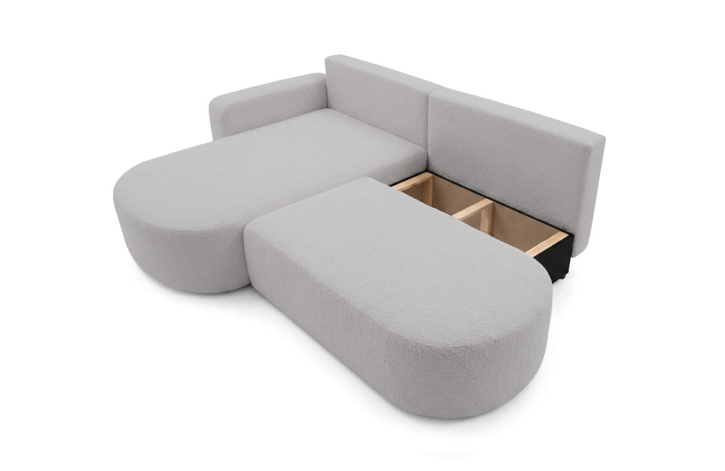 Canapé d'angle KIARA max réversible et convertible en tissu bouclette