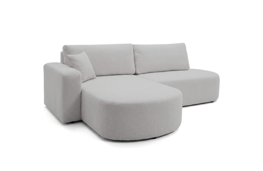 Canapé d'angle KIARA max réversible et convertible en tissu bouclette