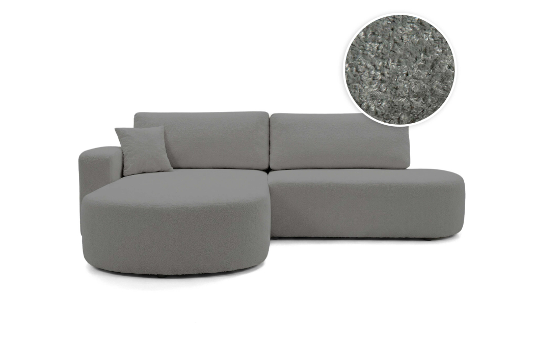 Canapé d'angle KIARA max réversible et convertible en tissu bouclette