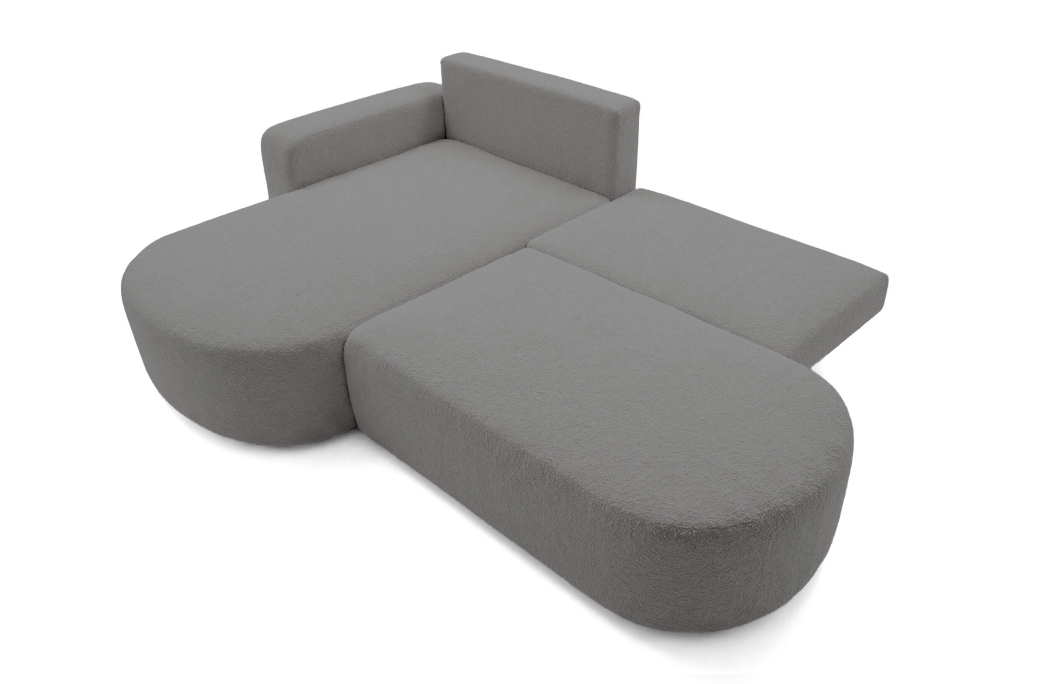 Canapé d'angle KIARA max réversible et convertible en tissu bouclette