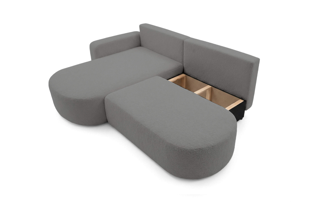 Canapé d'angle KIARA max réversible et convertible en tissu bouclette
