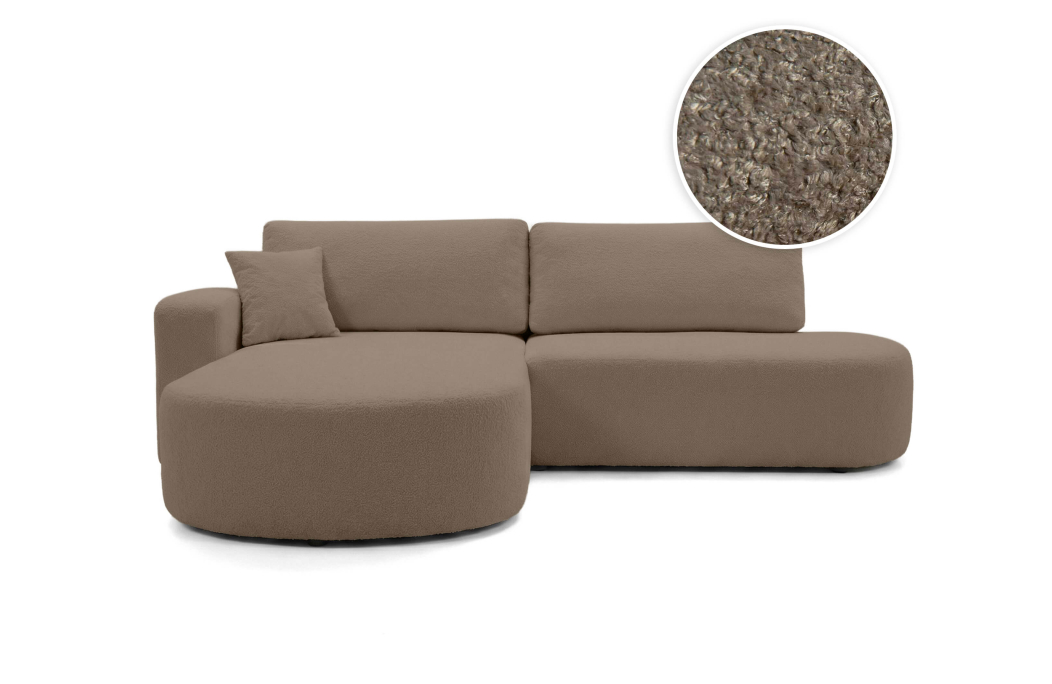 Canapé d'angle KIARA max réversible et convertible en tissu bouclette