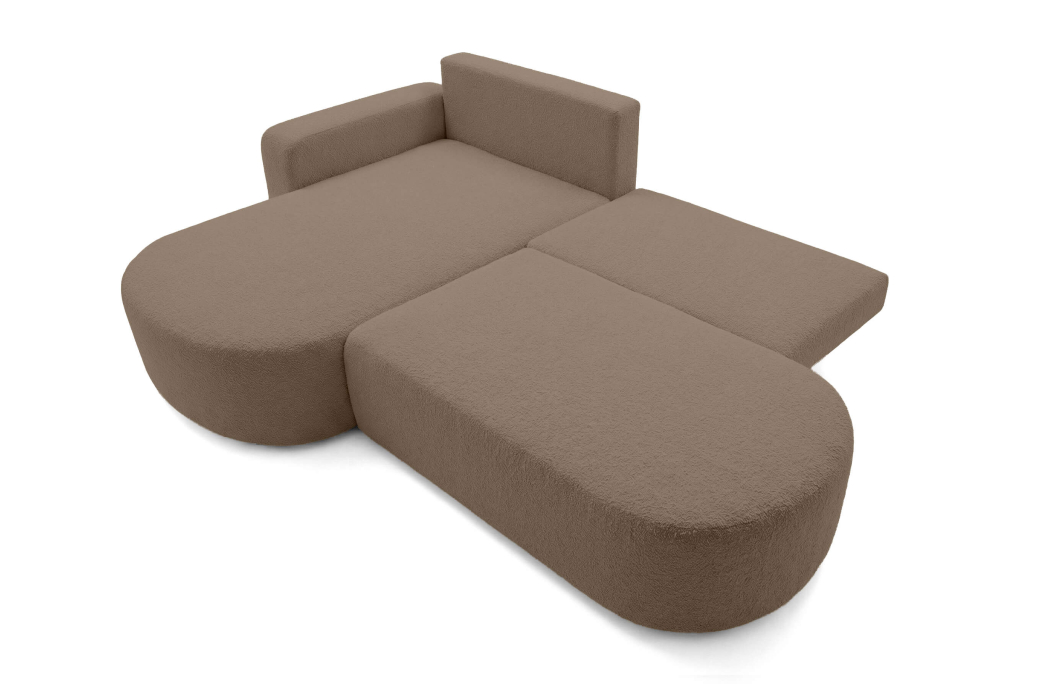 Canapé d'angle KIARA max réversible et convertible en tissu bouclette