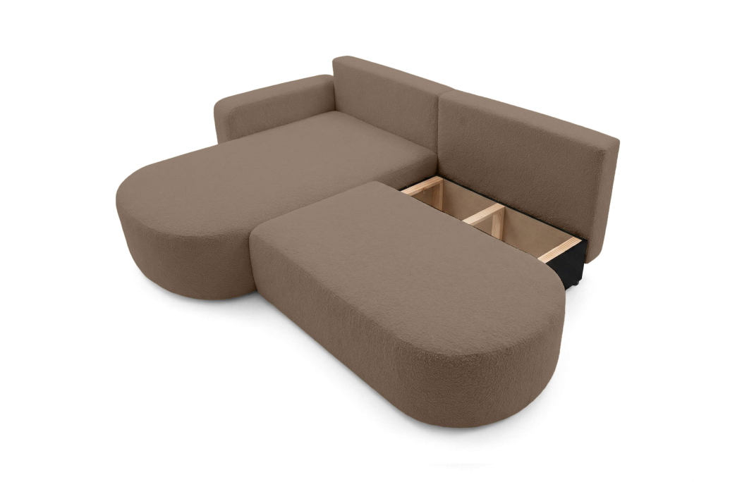 Canapé d'angle KIARA max réversible et convertible en tissu bouclette