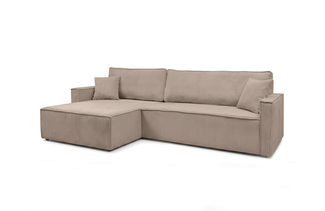 Canapé d'angle max FARAH réversible convertible 5 places avec coffre en velours côtelé