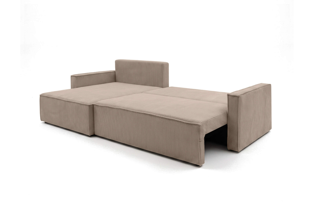 Canapé d'angle max FARAH réversible convertible 5 places avec coffre en velours côtelé