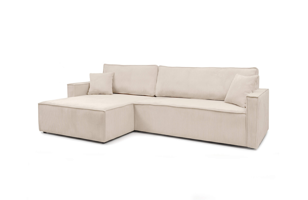 Canapé d'angle max FARAH réversible convertible 5 places avec coffre en velours côtelé