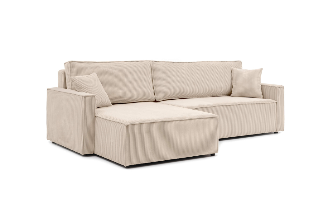 Canapé d'angle max FARAH réversible convertible 5 places avec coffre en velours côtelé