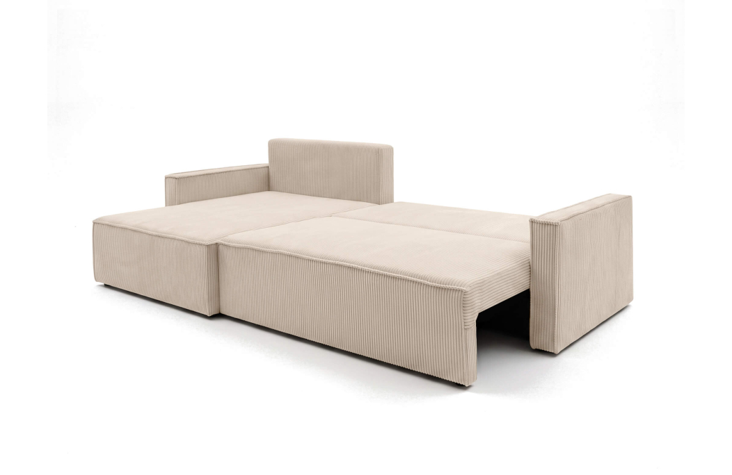 Canapé d'angle max FARAH réversible convertible 5 places avec coffre en velours côtelé