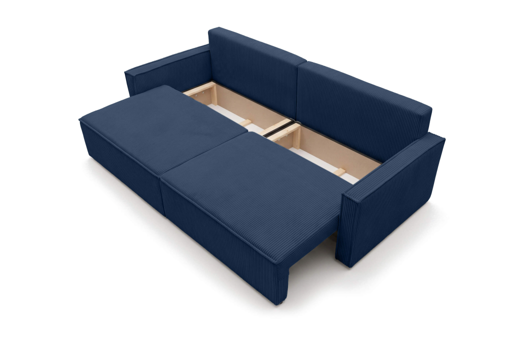 Canapé droit 3 places FARAH convertible avec rangement en velours côtelé