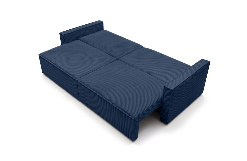 Canapé droit 3 places FARAH convertible avec rangement en velours côtelé