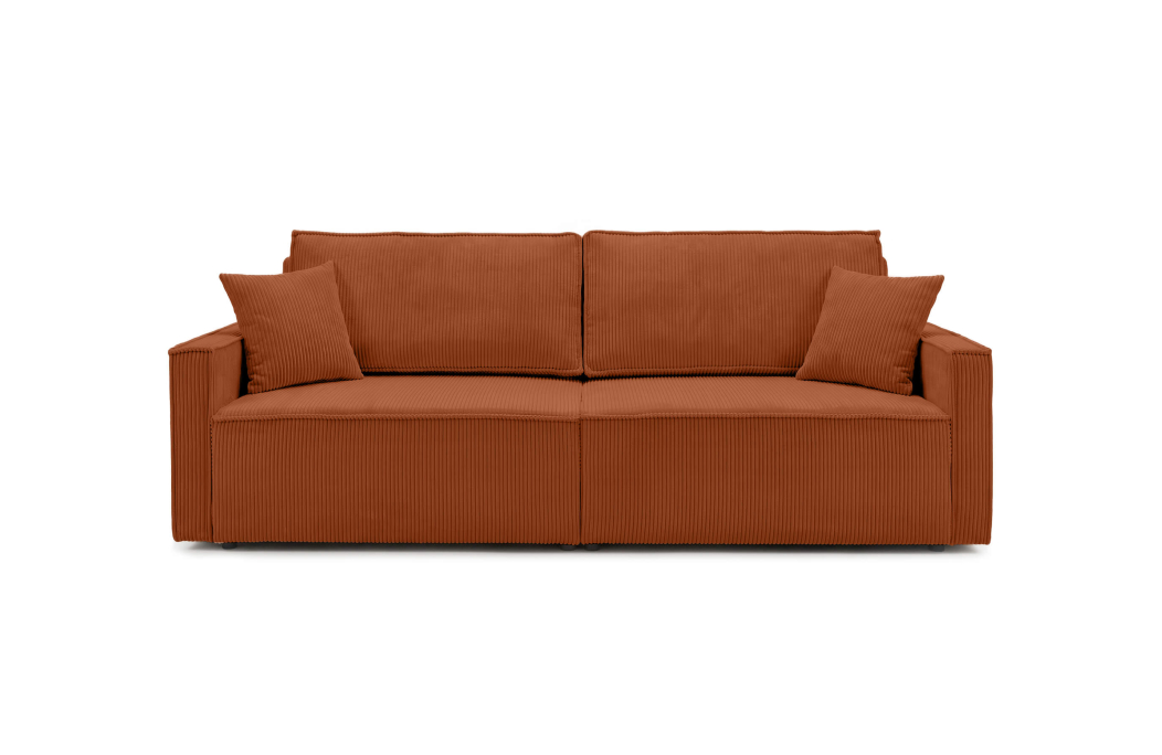 Canapé droit 3 places FARAH convertible avec rangement en velours côtelé