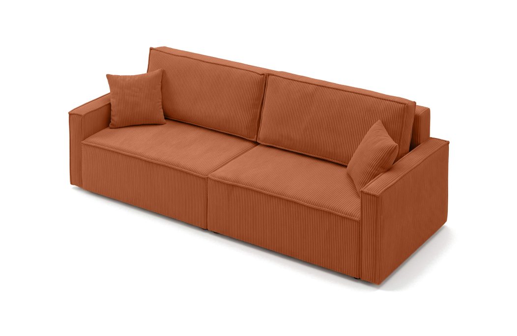 Canapé droit 3 places FARAH convertible avec rangement en velours côtelé