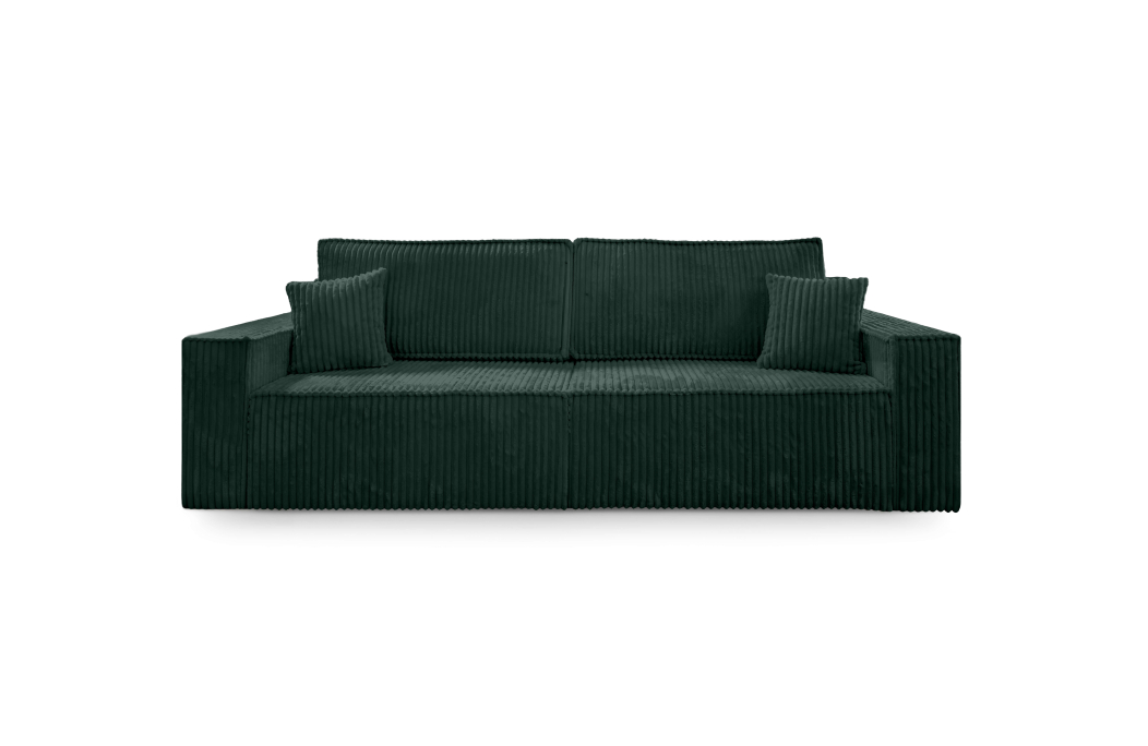 Canapé droit FARAH convertible avec assise profonde et 2 coffres en velours côtelé