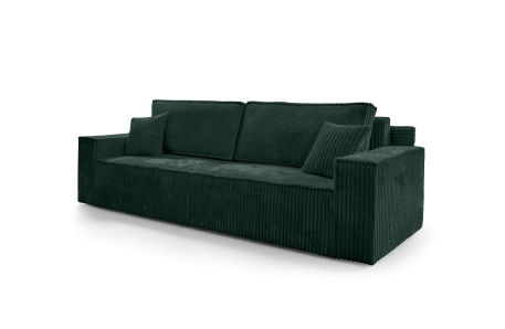 Canapé droit FARAH convertible avec assise profonde et 2 coffres en velours côtelé