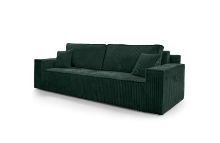 Canapé droit FARAH convertible avec assise profonde et 2 coffres en velours côtelé