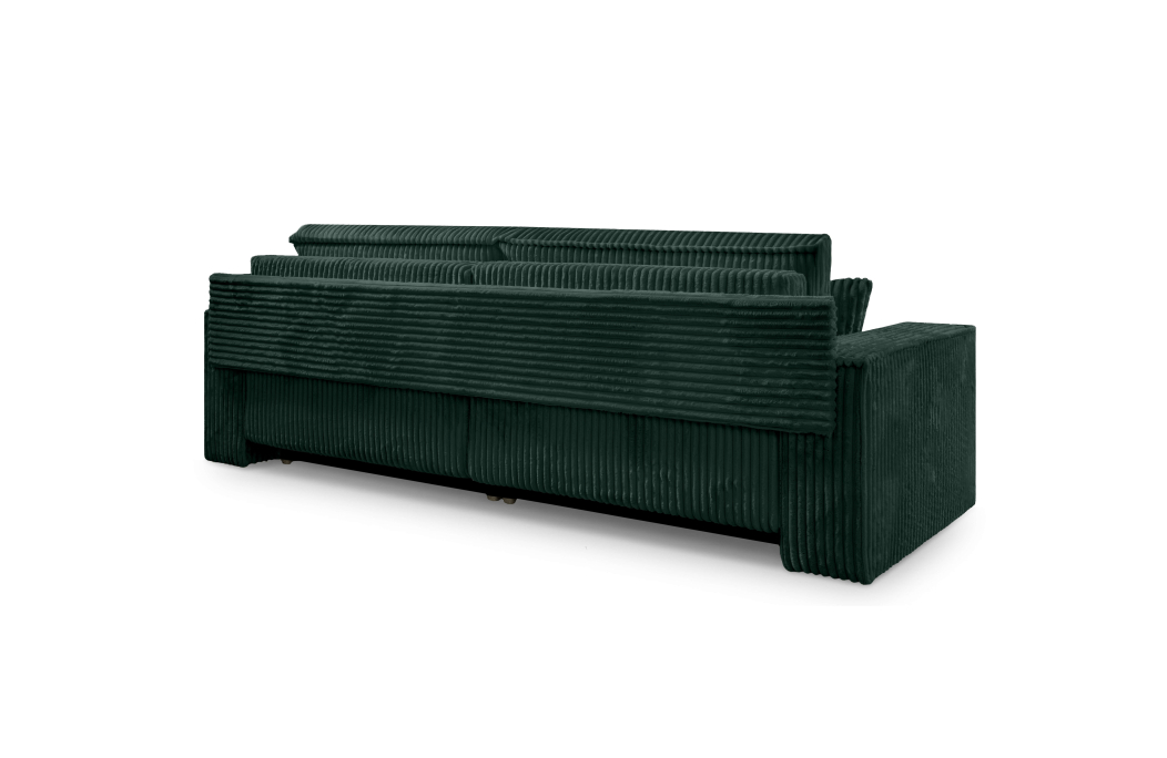 Canapé droit FARAH convertible avec assise profonde et 2 coffres en velours côtelé