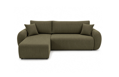 Canapé d'angle convertible et réversible ALYA avec coffre en velours côtelé