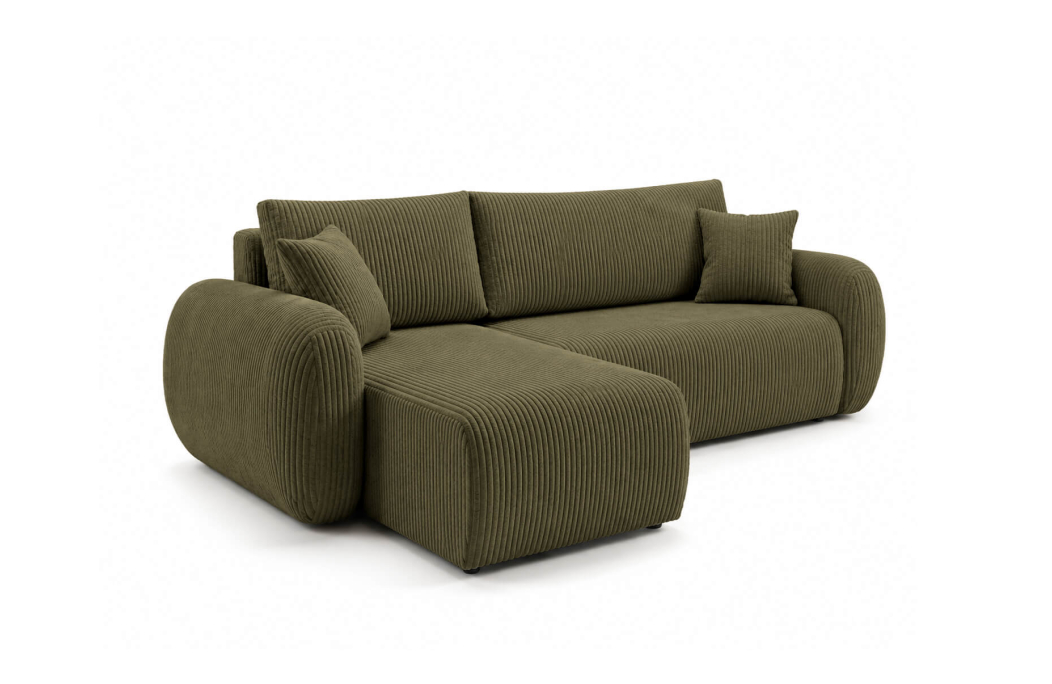 Canapé d'angle convertible et réversible ALYA avec coffre en velours côtelé