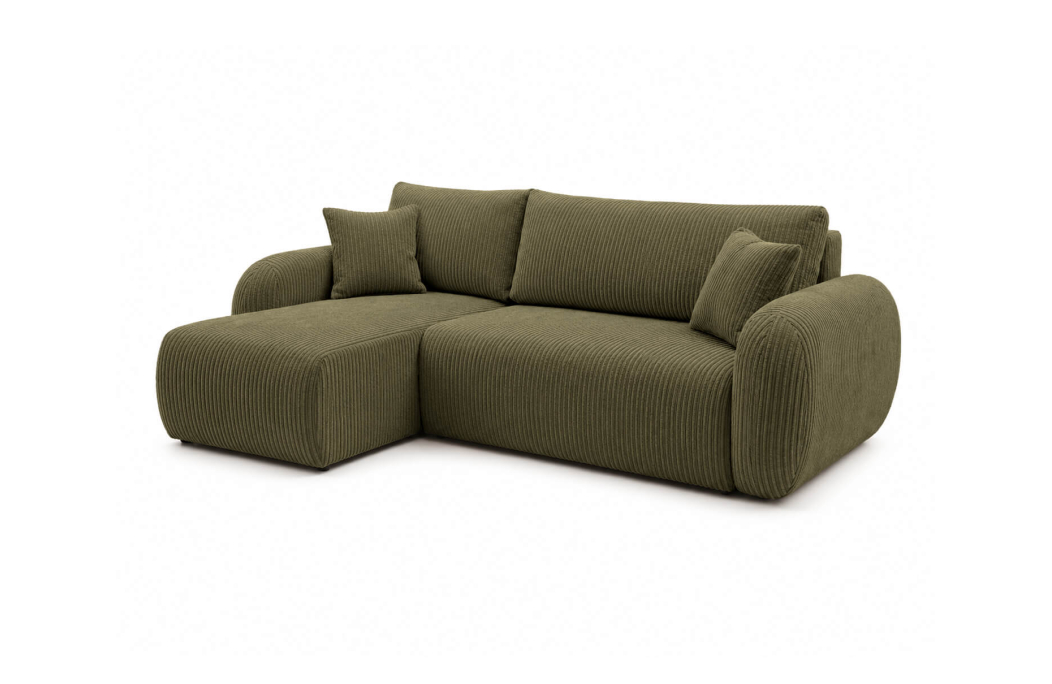 Canapé d'angle convertible et réversible ALYA avec coffre en velours côtelé