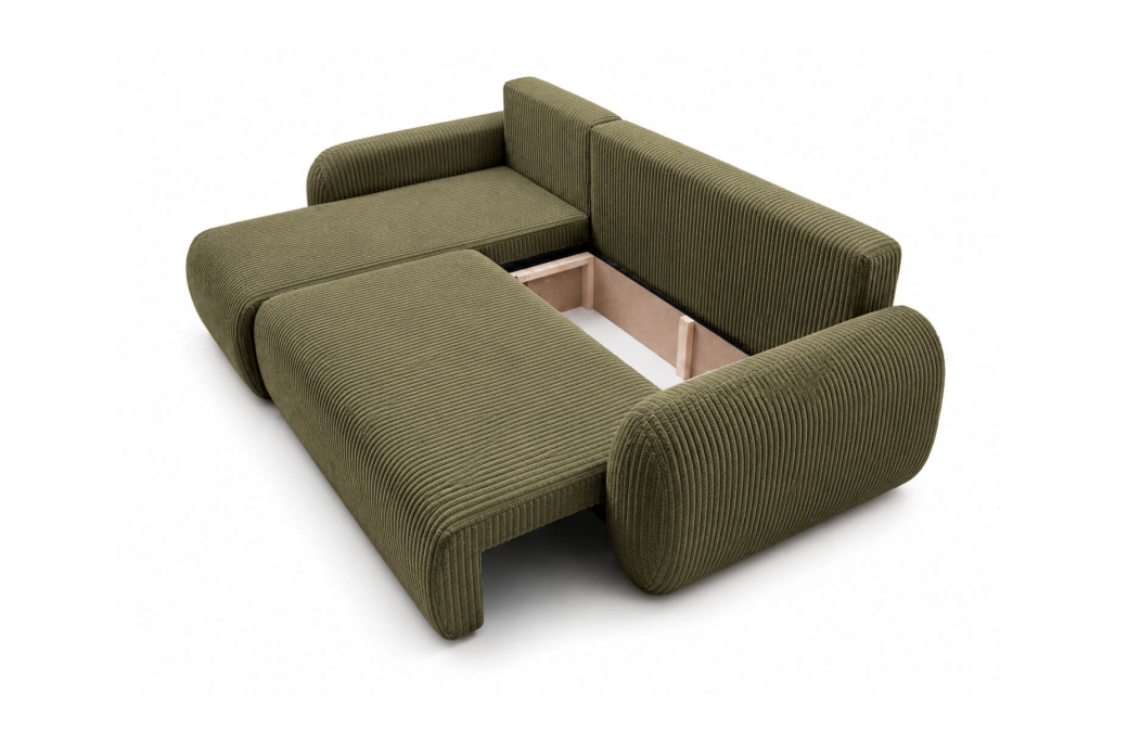 Canapé d'angle convertible et réversible ALYA avec coffre en velours côtelé