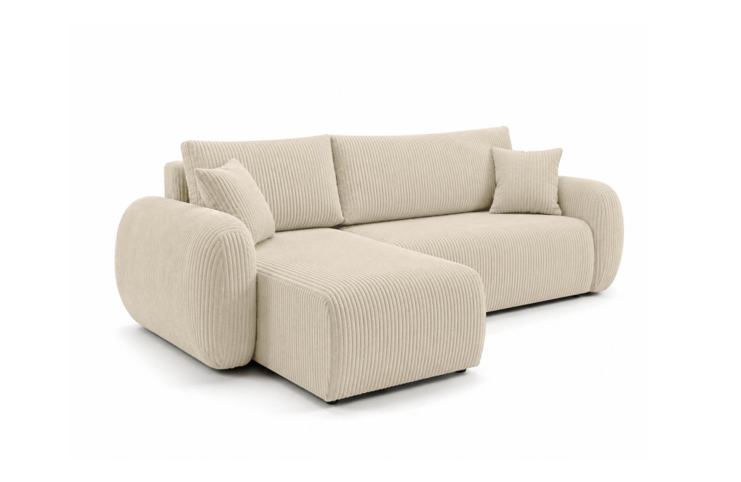 Canapé d'angle convertible et réversible ALYA avec coffre en velours côtelé