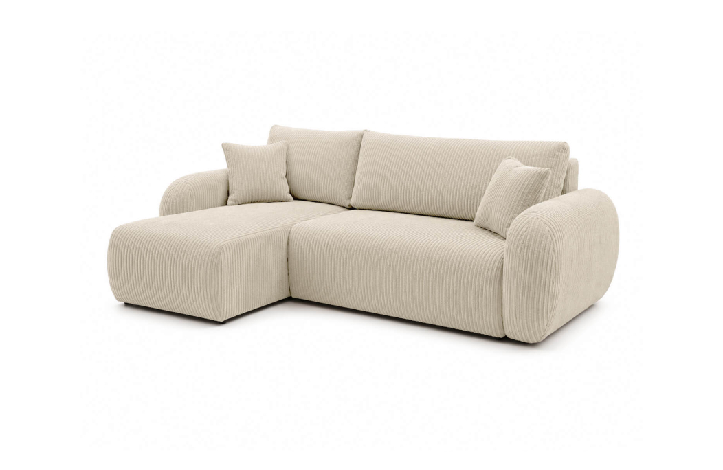 Canapé d'angle convertible et réversible ALYA avec coffre en velours côtelé