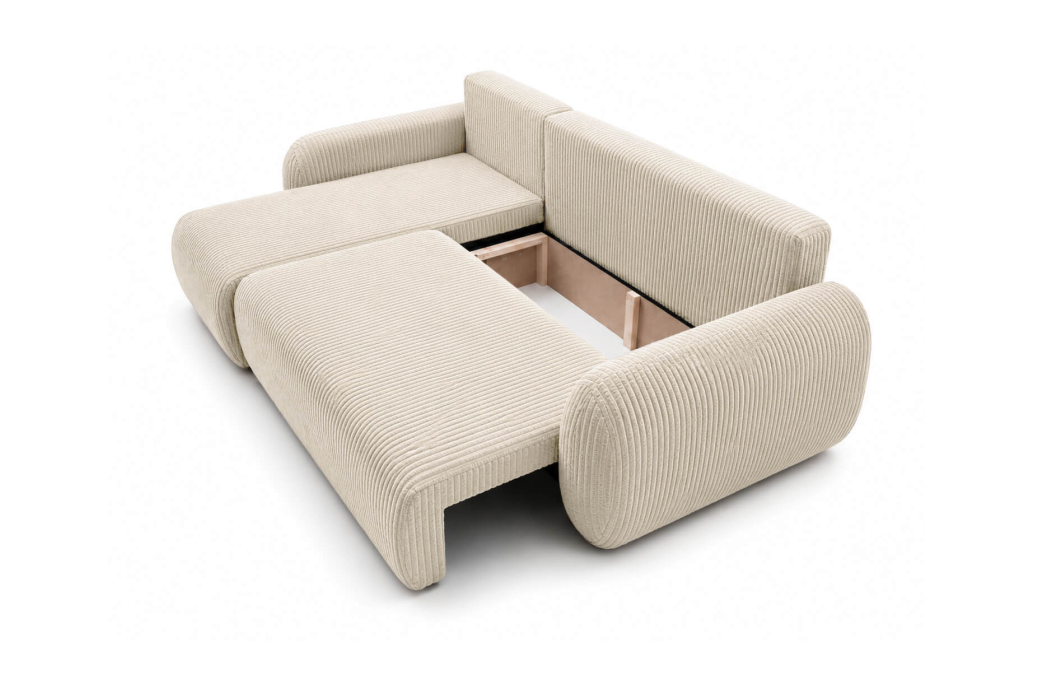 Canapé d'angle convertible et réversible ALYA avec coffre en velours côtelé